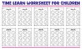 Time learning clock worksheets for children