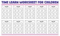 Time learning clock worksheets for children