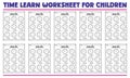 Time learning clock worksheets for children