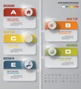 Time line description. 5 steps timeline infographic with gray background for business design Royalty Free Stock Photo