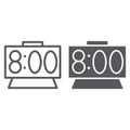 Time line and glyph icon, clock and hour, digital watch sign, vector graphics, a linear pattern on a white background. Royalty Free Stock Photo