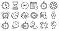 Time line icons. Clock and timer vector symbols for deadline management, appointment scheduling and workflow, timekeeping signs Royalty Free Stock Photo