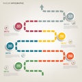 Time line info graphic with abstract color direction indicator