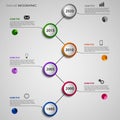 Time line info graphic abstract with colorful round pointers template Royalty Free Stock Photo