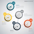 Time line info graphic with abstract design round pointers