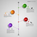 Time line info graphic with colored design round pointers template Royalty Free Stock Photo
