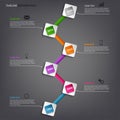 Time line info graphic colored square element template