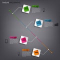 Time line info graphic colored square element template