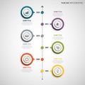 Time line info graphic with colorful round design labels