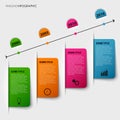 Time line info graphic with tucked colorful labels template Royalty Free Stock Photo