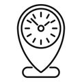 Time location control icon outline . Work clock