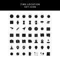 Time location glyph style icon set