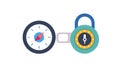 Time Lock Security Clock Padlock Vector Icon, vector design Generative AI Royalty Free Stock Photo