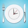The time lunch, cutlery, dish knife and fork