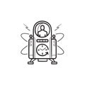 Time machine hand drawn outline doodle icon.