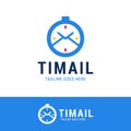 Time Mail Logo Icon Design. Vector logotype clock with mail envelope icon Royalty Free Stock Photo