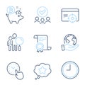 Time, Time management and Bitcoin coin icons set. Search people, Seo targeting and Loyalty star signs. Vector