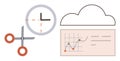 Time Management, Data Analysis, and Cloud Computing Concept with Graph and Tools Royalty Free Stock Photo