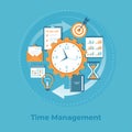 Time management and business planning, organization, working. Business information background, banner.