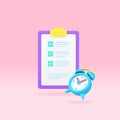 Time management business productivity efficient planning task complete 3d icon realistic vector