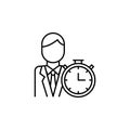 Time management, businessman, clock, hour, time, working icon. Element of time management icon. Thin line icon for website design Royalty Free Stock Photo