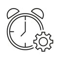 Time management clock. Alarm setting symbol. Gear mechanism Vector. Deadline control icon. Royalty Free Stock Photo