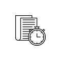 Time management, clock, document, timer, deadline icon. Element of time management icon. Thin line icon for website design and