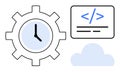 Time Management and Cloud Computing Concept with Gear, Code Icon, and Cloud Royalty Free Stock Photo