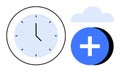Time Management and Cloud Storage Concept with Clock and Plus Symbol Royalty Free Stock Photo