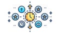 Time Management Concept with Circular Arrows and Clock Elements, vector design Generative AI Royalty Free Stock Photo
