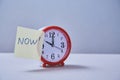 Time management deadline and schedule concept: alarm clock and stickers with different inscriptions Royalty Free Stock Photo