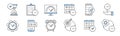 Time management doodle icons, work planning signs Royalty Free Stock Photo