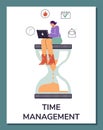 Time management for employee productivity and efficiency, vector illustration.
