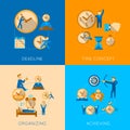 Time management flat composition icons set Royalty Free Stock Photo