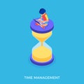 Time management with girl and hourglass