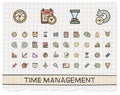 Time management hand drawing line icons. Royalty Free Stock Photo