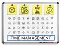 Time management hand drawing line icons. Royalty Free Stock Photo