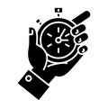 Time management - hand timer icon, vector illustration, black sign on isolated background Royalty Free Stock Photo