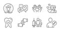 Time management, Hold heart and Medical vaccination icons set. Recovered person, Couple and Click hands signs. Vector