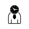 Black solid icon for Time Management, monograph and manage