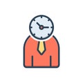 Color illustration icon for Time Management, monograph and person