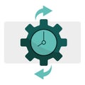 Time management icon. Gear clock symbol. Vector workflow speed. Process cycle illustration. Royalty Free Stock Photo