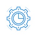 Time management icon vector. Business clock and gear global commerce on tight deadlines financial communication.