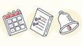 Time Management Icons: Calendar, Checklist, and Notification Bell, vector design Generative AI Royalty Free Stock Photo