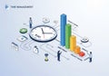 Time management infographic featuring a central Royalty Free Stock Photo