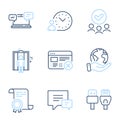 Time management, Internet chat and Computer cables icons set. Comment, Elevator and Reject web signs. Vector