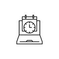 Time management, laptop, time, clock, hour, calendar, day icon. Element of time management icon. Thin line icon for website design Royalty Free Stock Photo