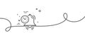 Time management line icon. Alarm clock sign. Watch. Continuous line with curl. Vector Royalty Free Stock Photo
