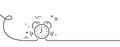 Time management line icon. Alarm clock sign. Watch. Continuous line with curl. Vector Royalty Free Stock Photo
