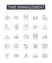 Time management line icons collection. Goal setting, Task scheduling, Project planning, Prioritization technique